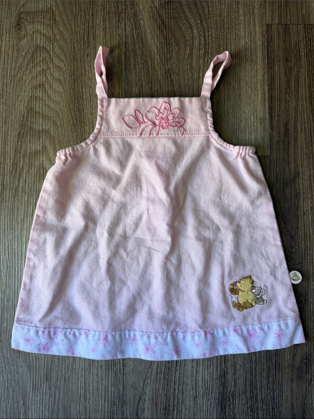 Disney Babys Vintage Linen Blend Pink Sleeveless Sundress